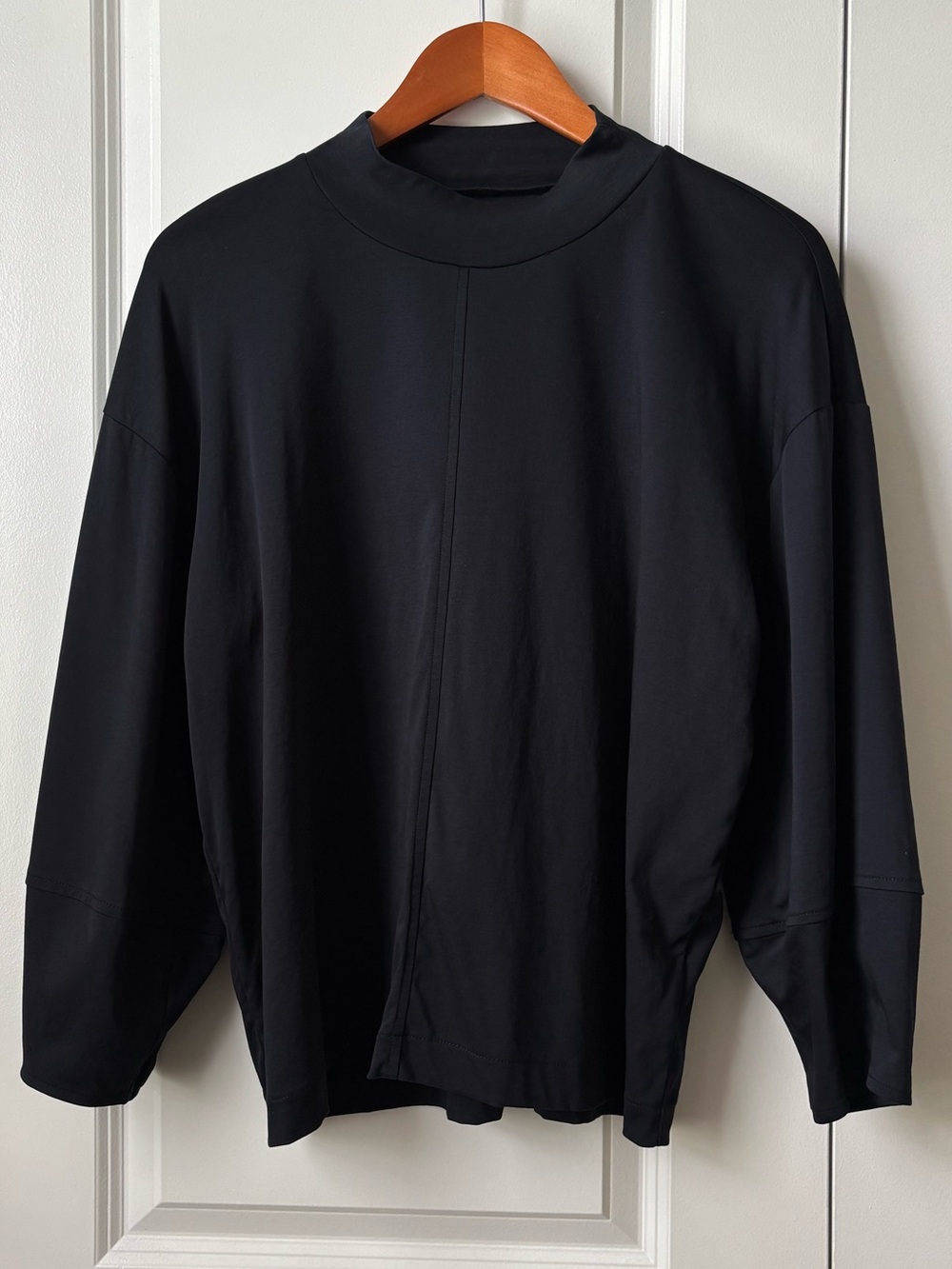 Everlane Black Mock Neck Top 100% Cotton Lightweight, Smooth Fabric Fixed Cuff